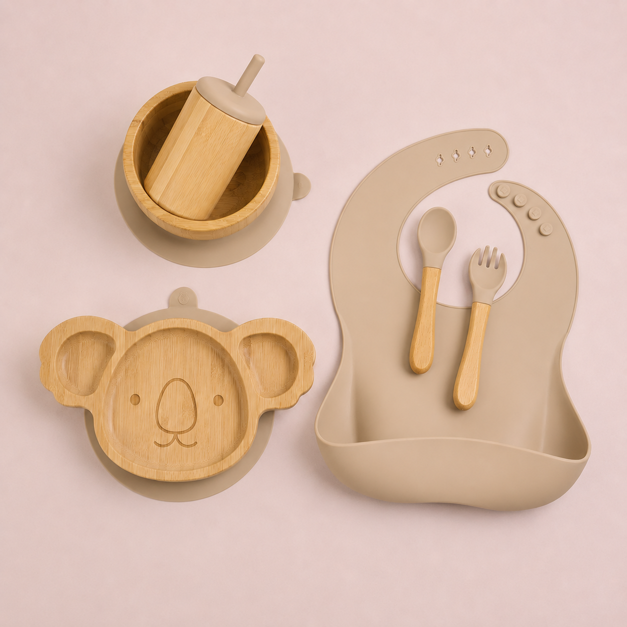 Baby Bamboo Koala Suction Feeding Set