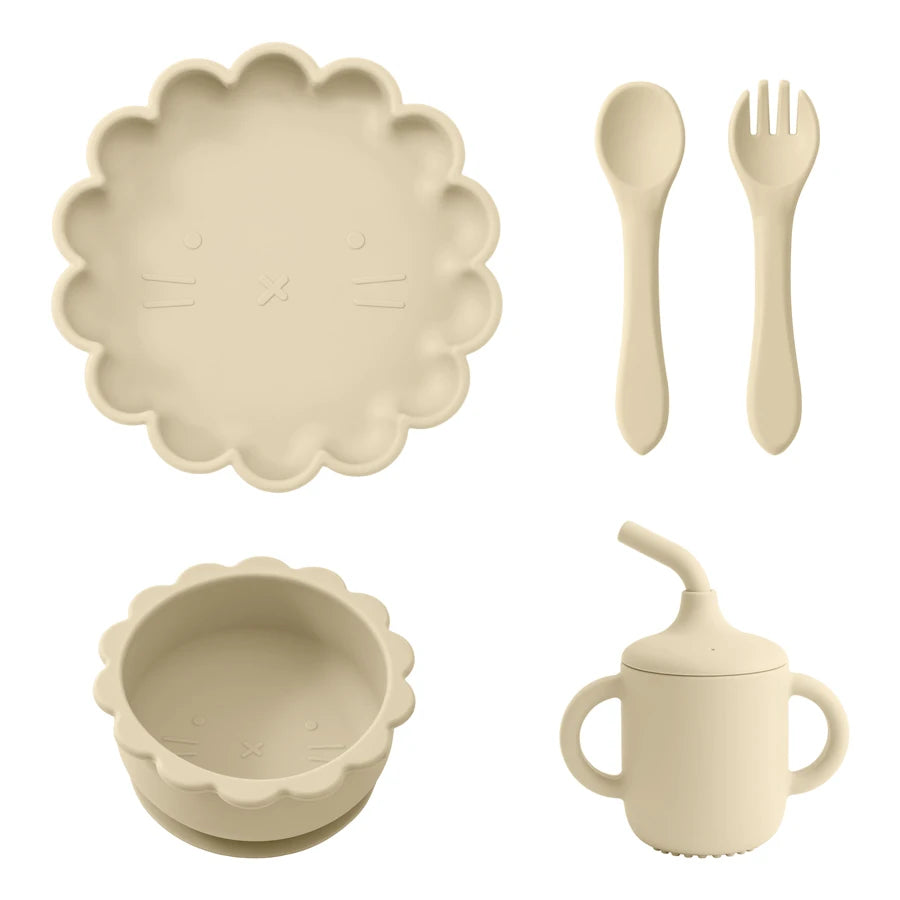 5 Pcs Lion Silicone Baby Feeding Set