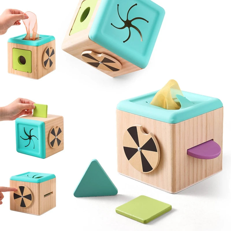 Baby Montessori Wooden Magic Tissue Box