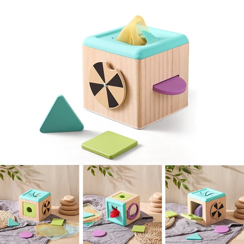 Baby Montessori Wooden Magic Tissue Box