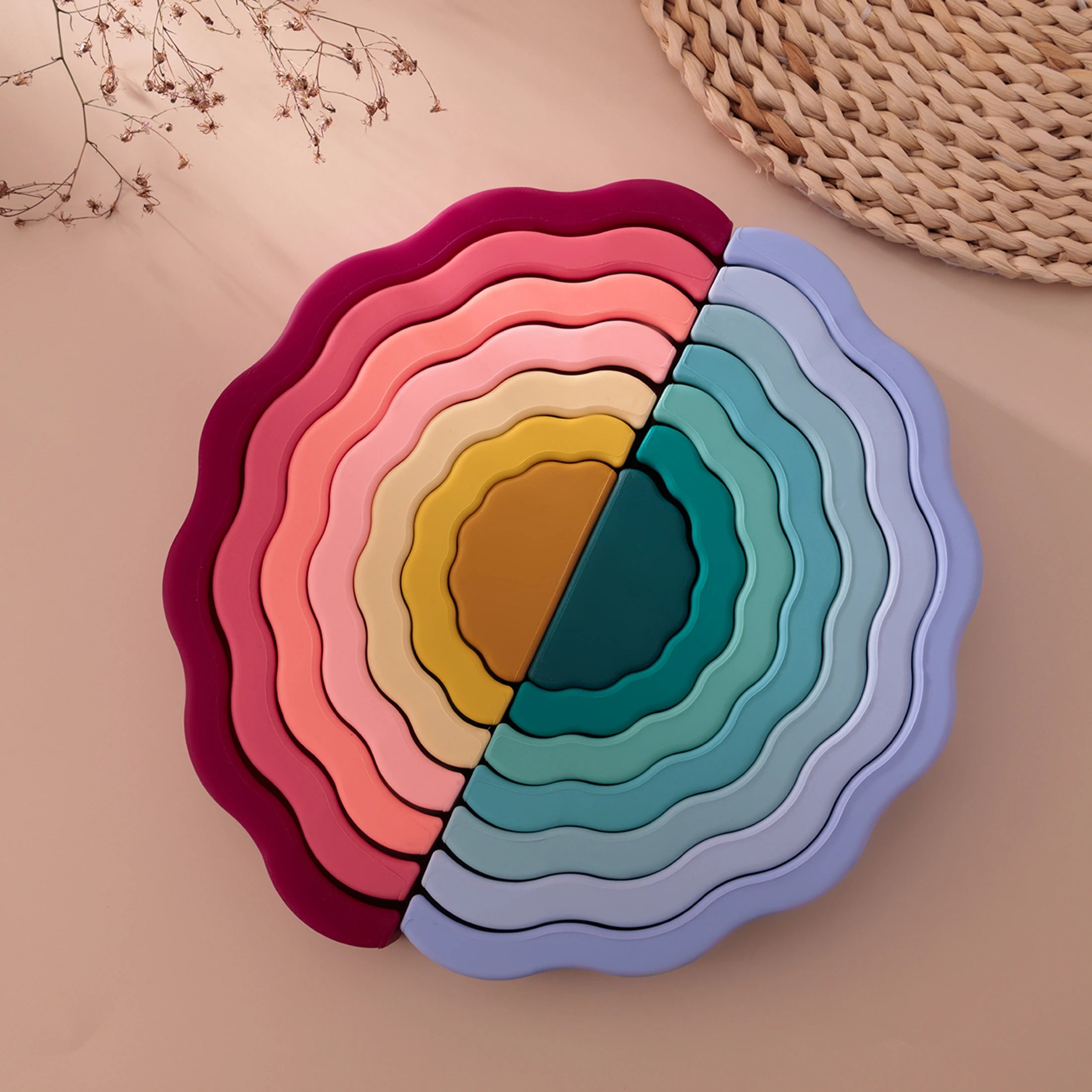 Silicone Rainbow Wave Stacking Toy