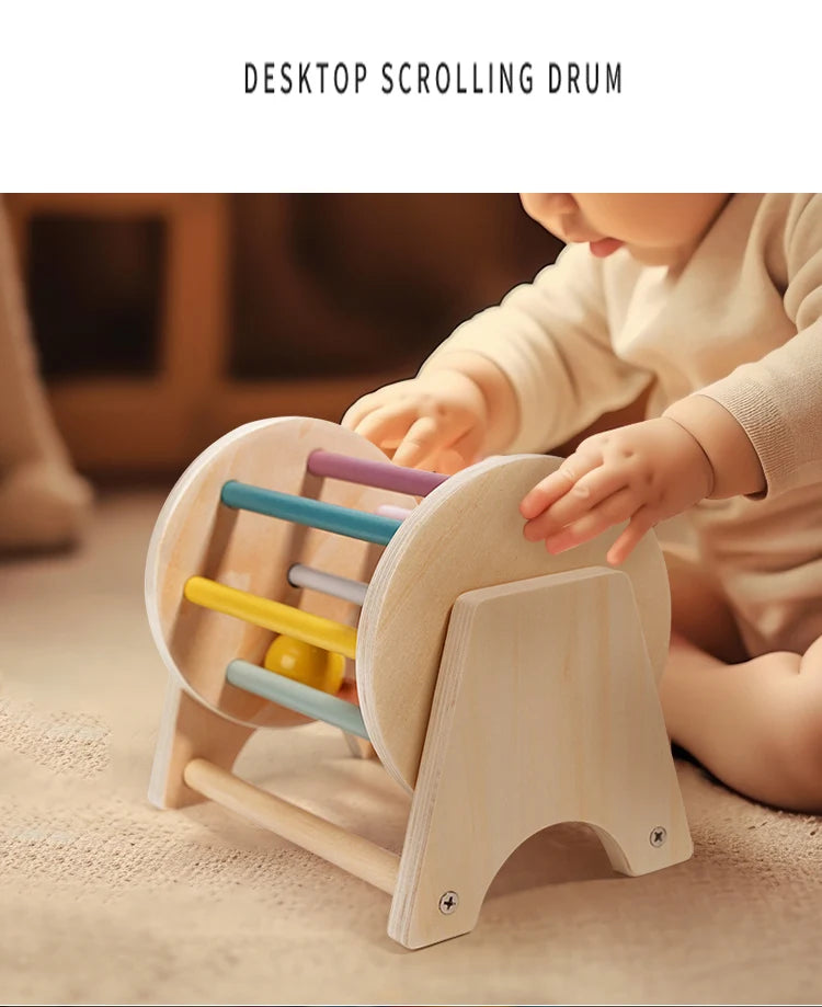 Baby Montessori Wooden Spinning Drum