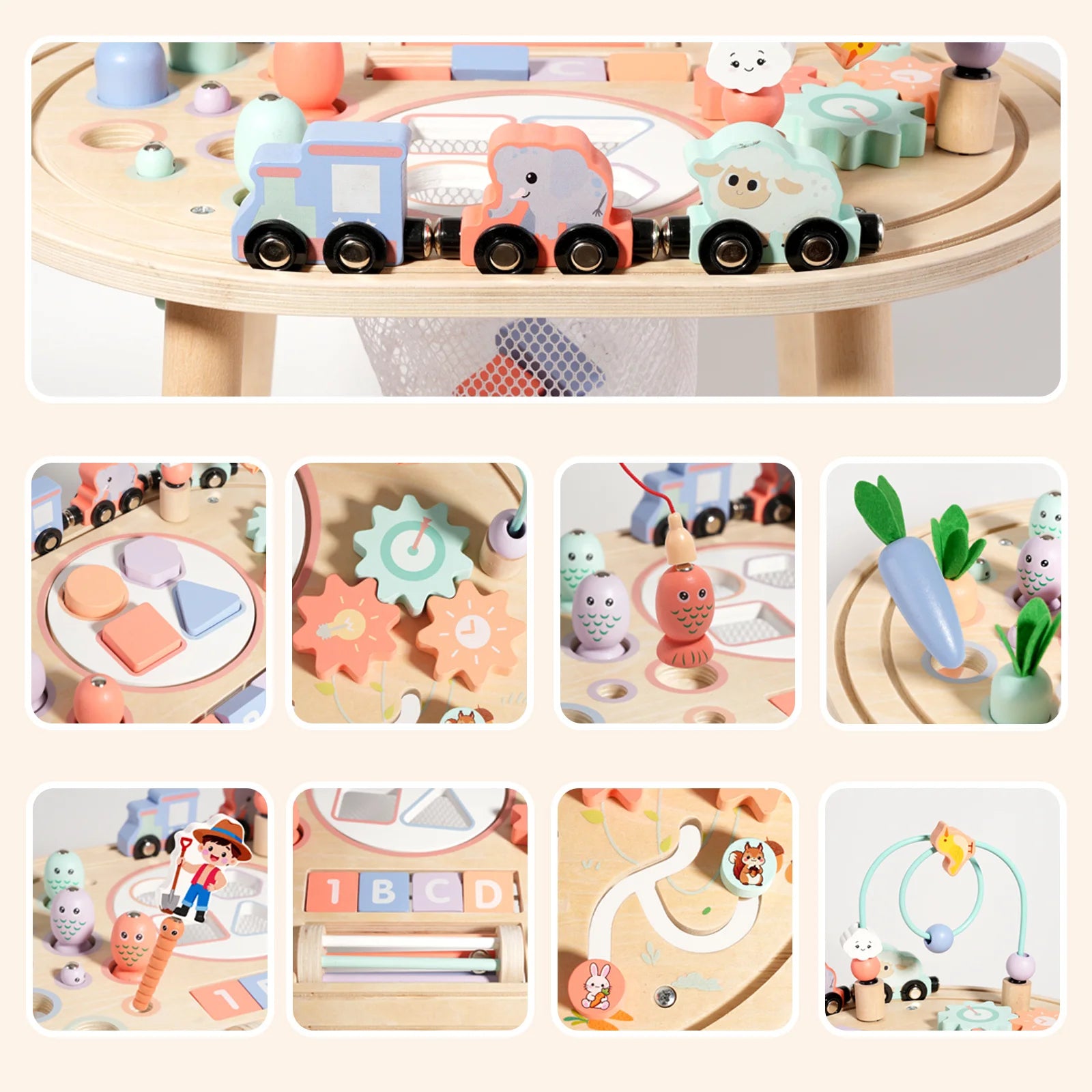 10-in-1 Wooden Educational Montessori Activity Table for Kids