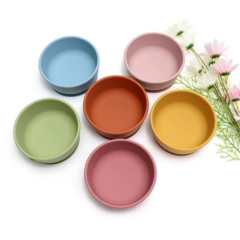 Silicone Baby Feeding Suction Bowl with Lid