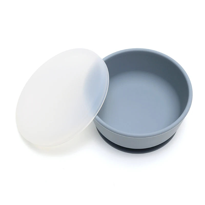 Silicone Baby Feeding Suction Bowl with Lid