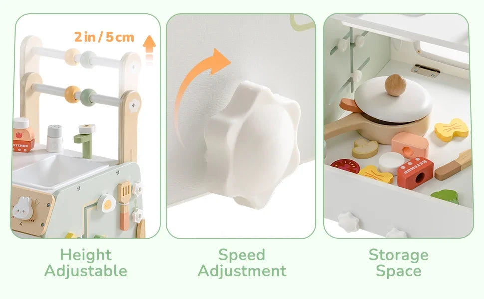 Robud Adjustable Wooden Baby Walker Kitchen