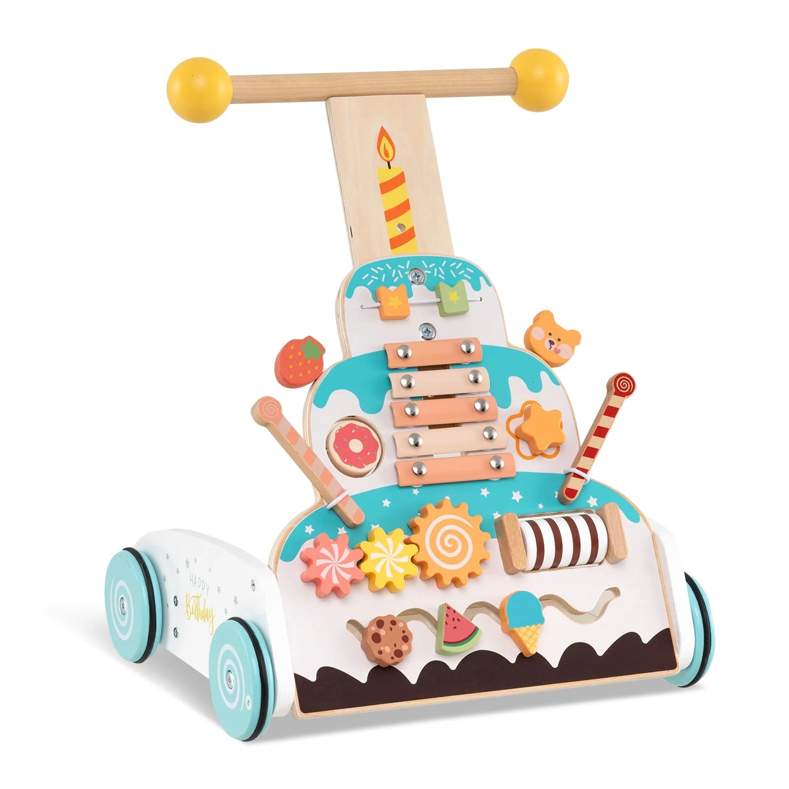 Height Adjustable Montessori Wooden Baby Walker & Activity Centre