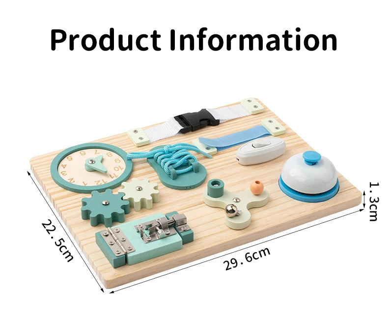 Montessori Wooden Busy Boards Sensory Toy – Educational Activity Board for Toddlers