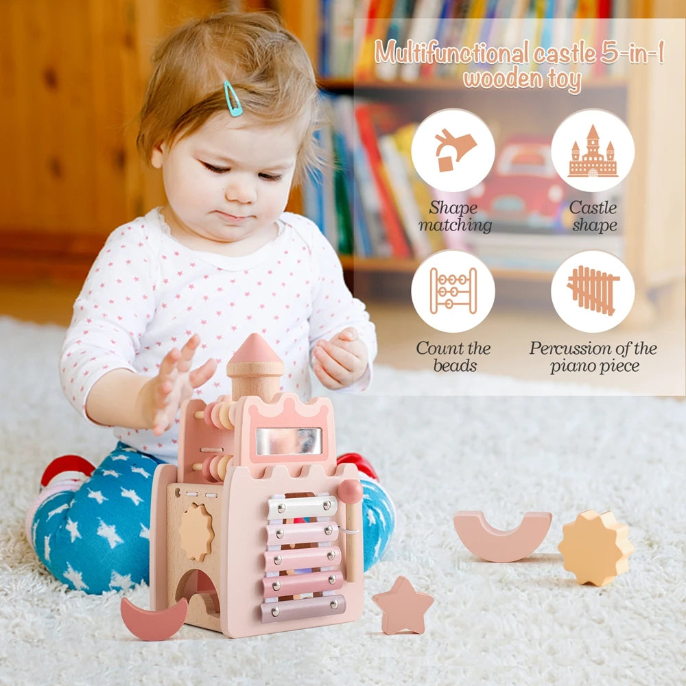 Montessori Wooden Castle Shape Block Puzzle