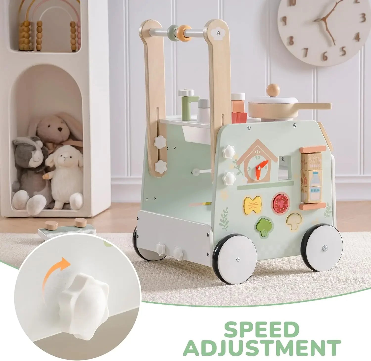 Robud Adjustable Wooden Baby Walker Kitchen