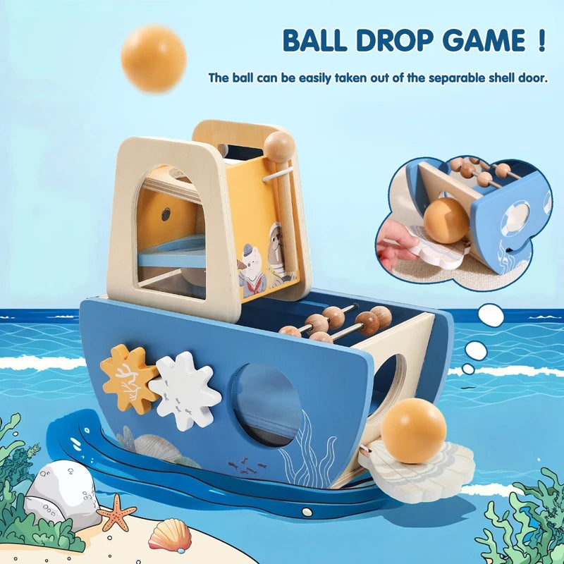 Montessori Wooden Ship Toy – Baby Educational Musical & Sensory Toy