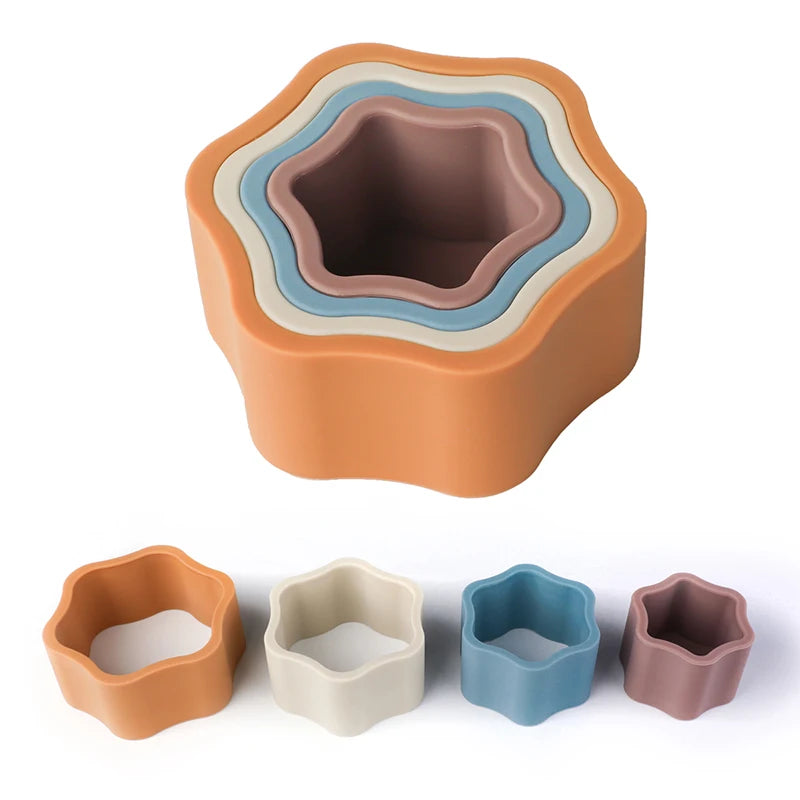 Flower Shaped Silicone Stacker Toys