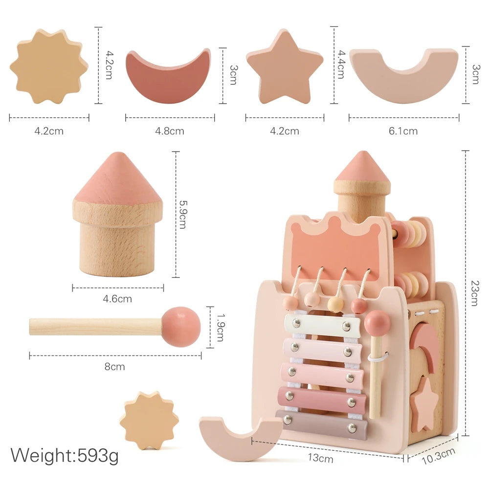 Montessori Wooden Castle Shape Block Puzzle
