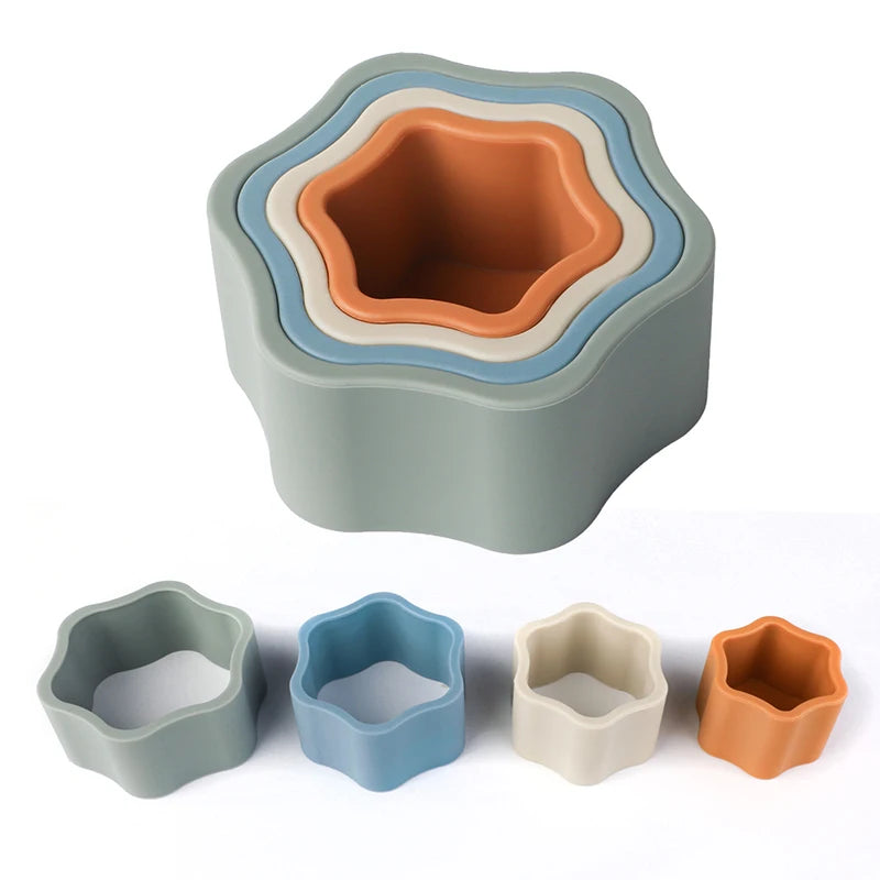 Flower Shaped Silicone Stacker Toys