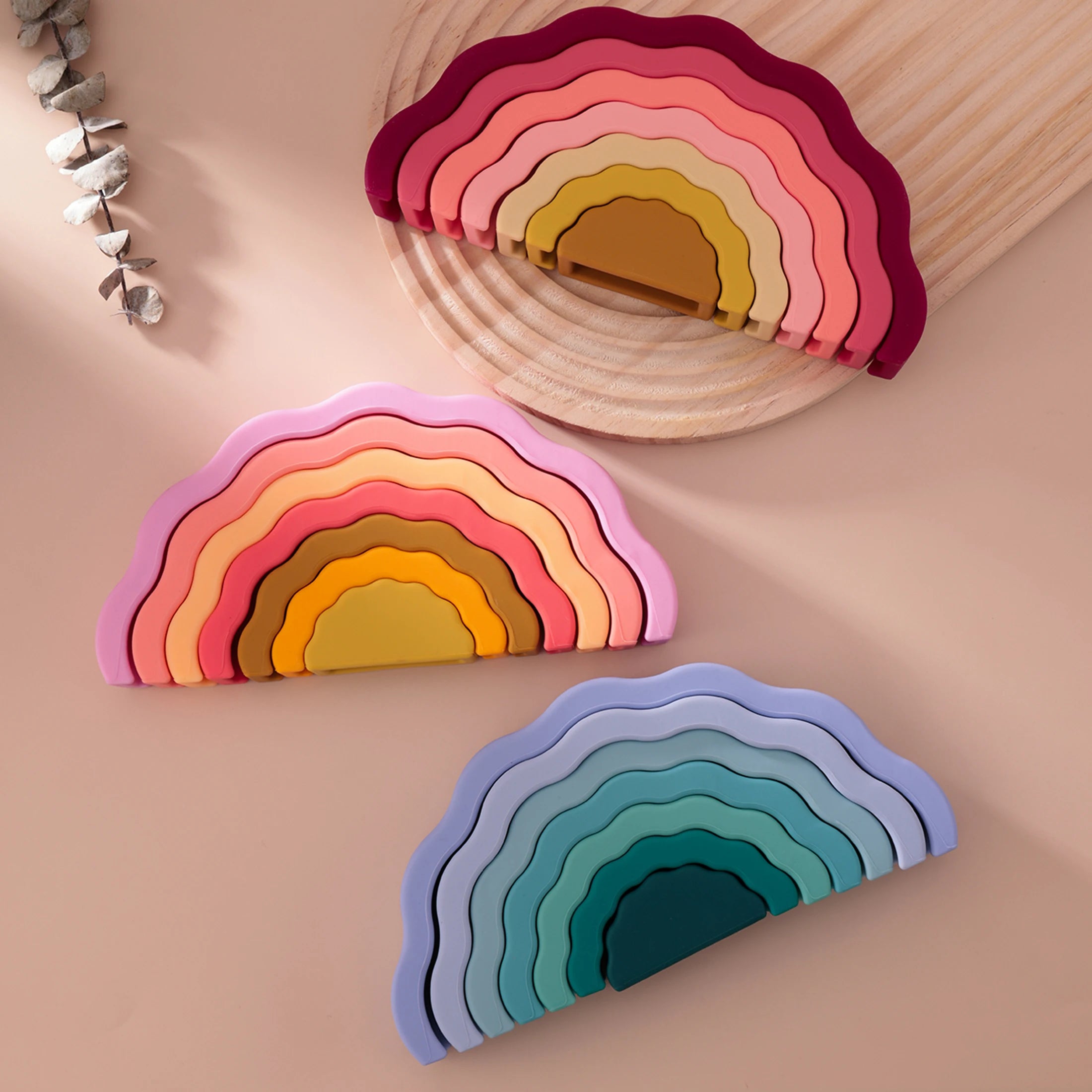 Silicone Rainbow Wave Stacking Toy