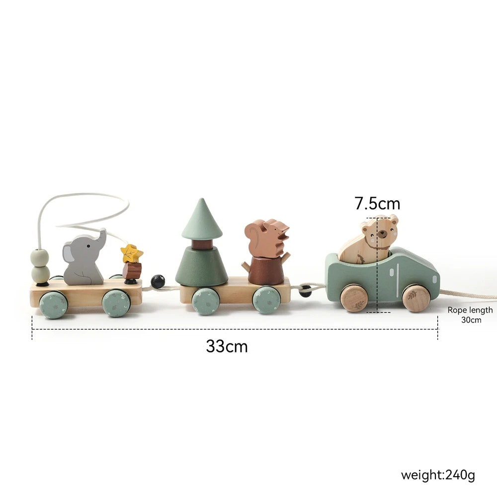 Montessori Wooden Pull Along Trolley Toy