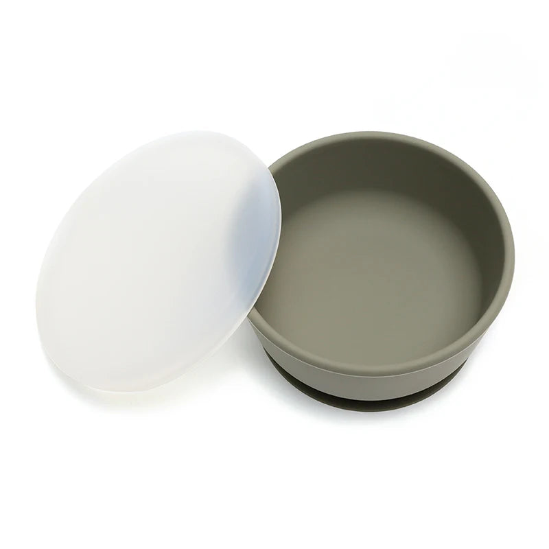 Silicone Baby Feeding Suction Bowl with Lid