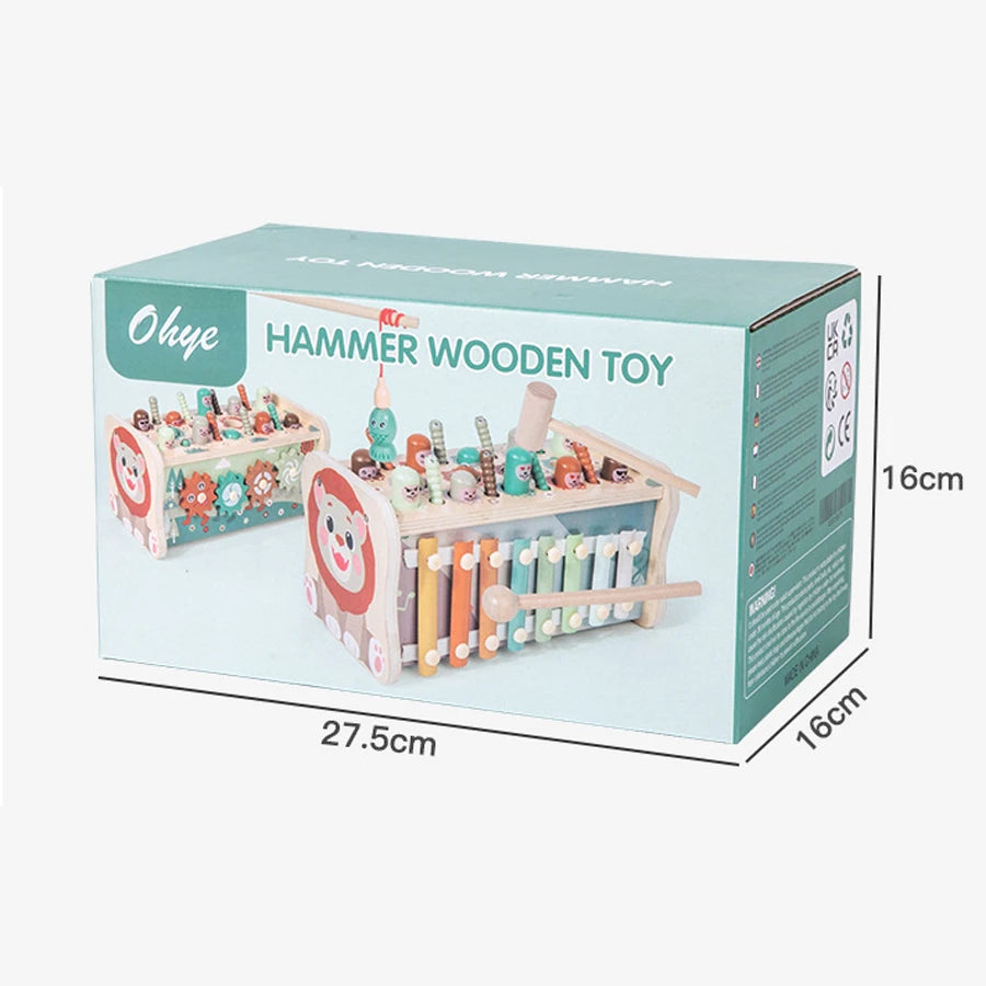 Montessori Wooden Whack A Mole Hammer Toy for Toddlers