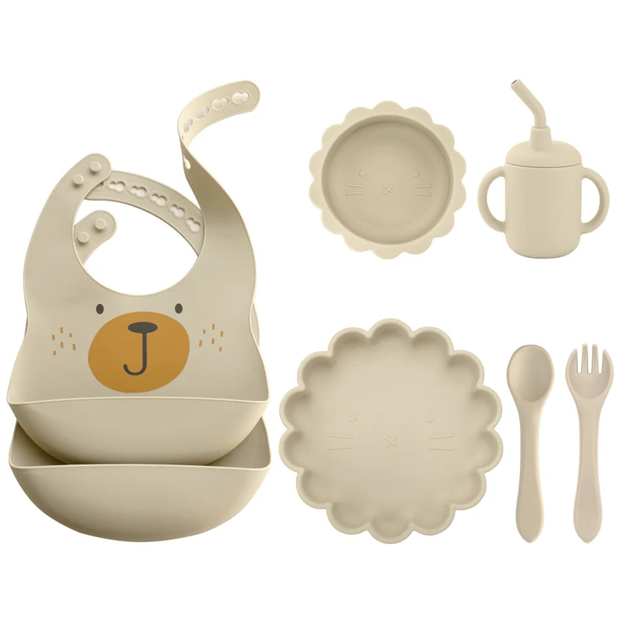 BPA Free Lion Shape Silicone Feeding Set