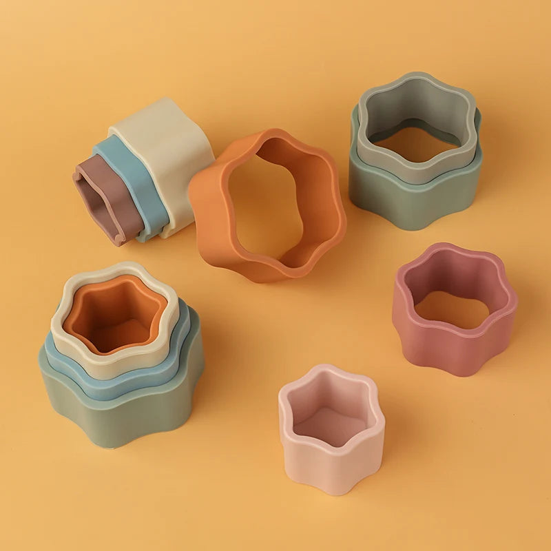 Montessori Flower Shaped Silicone Stacker Toys for Babies & Toddlers