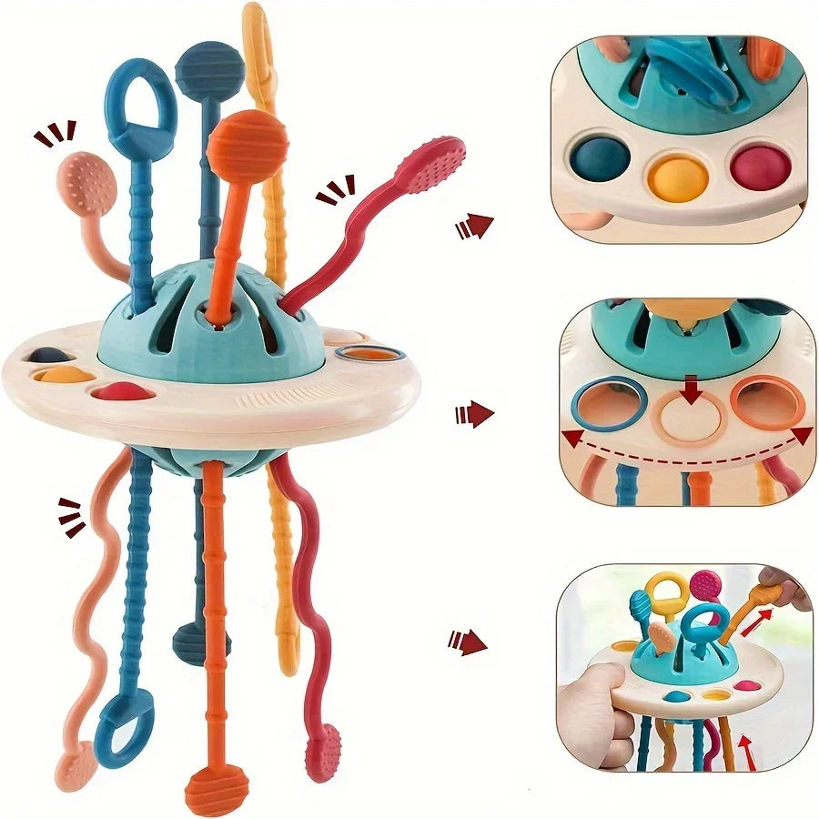 UFO Silicone Push & Pull String Activity Toy