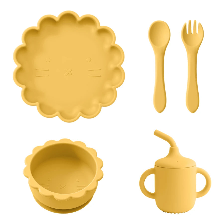 5 Pcs Lion Silicone Baby Feeding Set