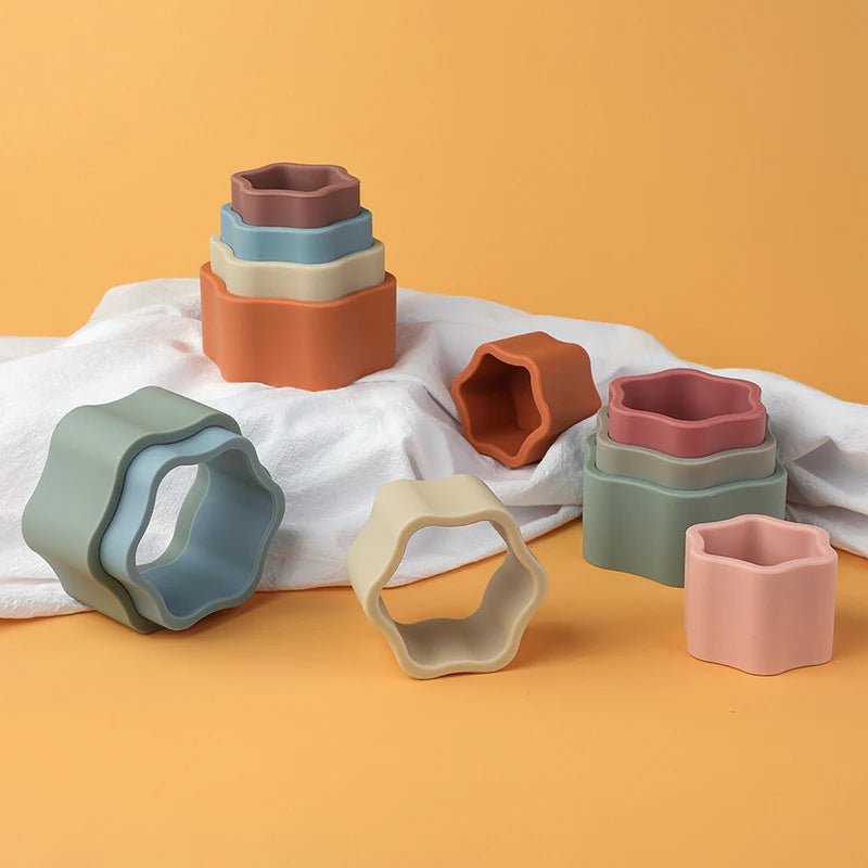 Flower Shaped Silicone Stacker Toys