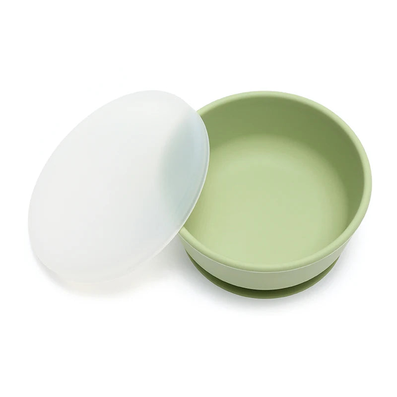 Silicone Baby Feeding Suction Bowl with Lid