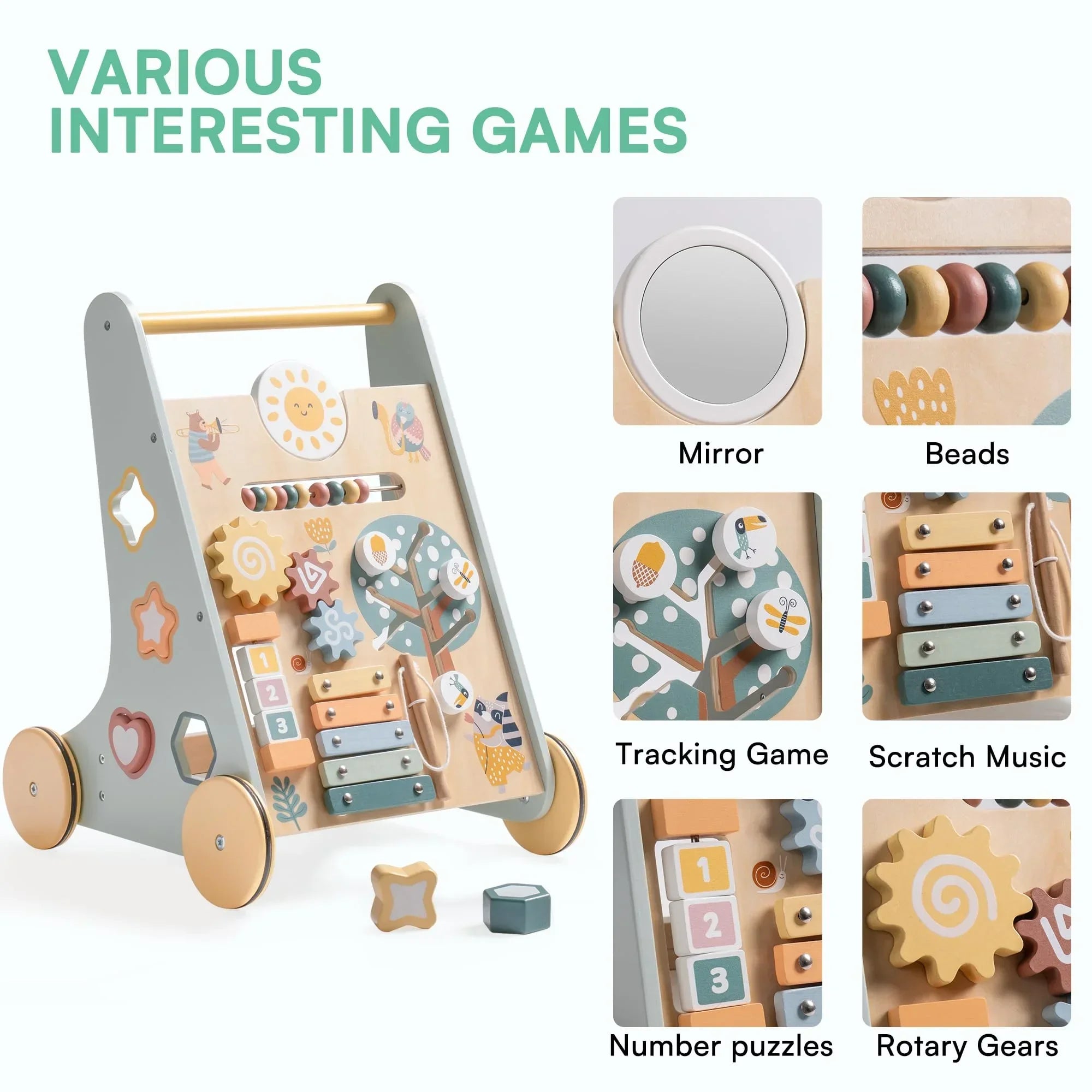 Robotime Robud Wooden Baby Walker