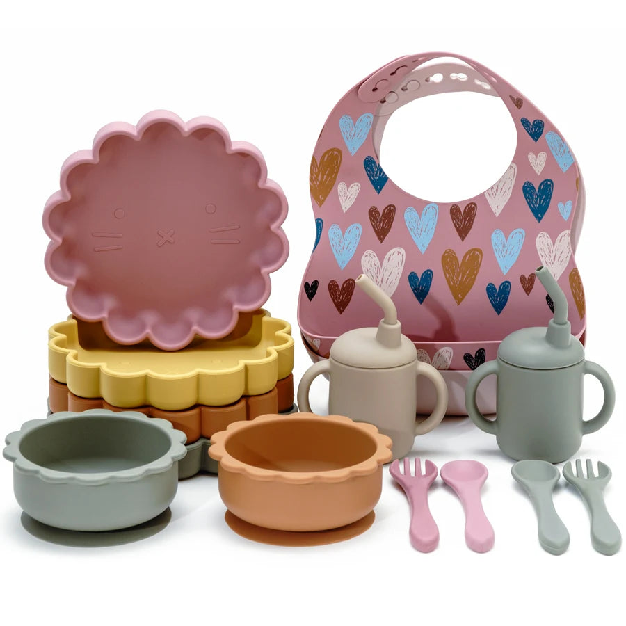 BPA Free Lion Shape Silicone Feeding Set