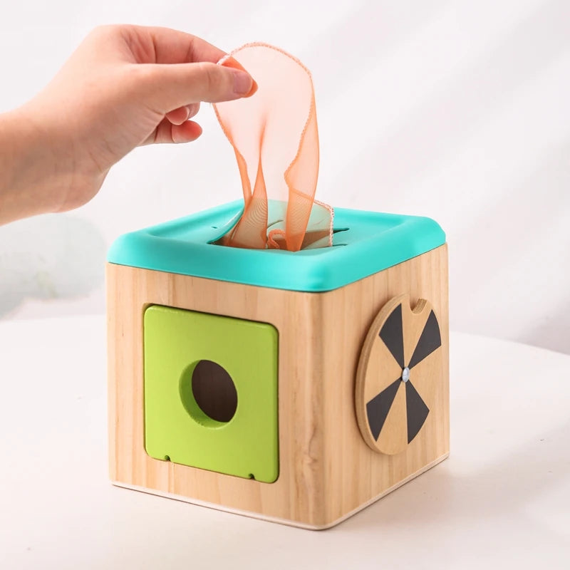 Baby Montessori Wooden Magic Tissue Box
