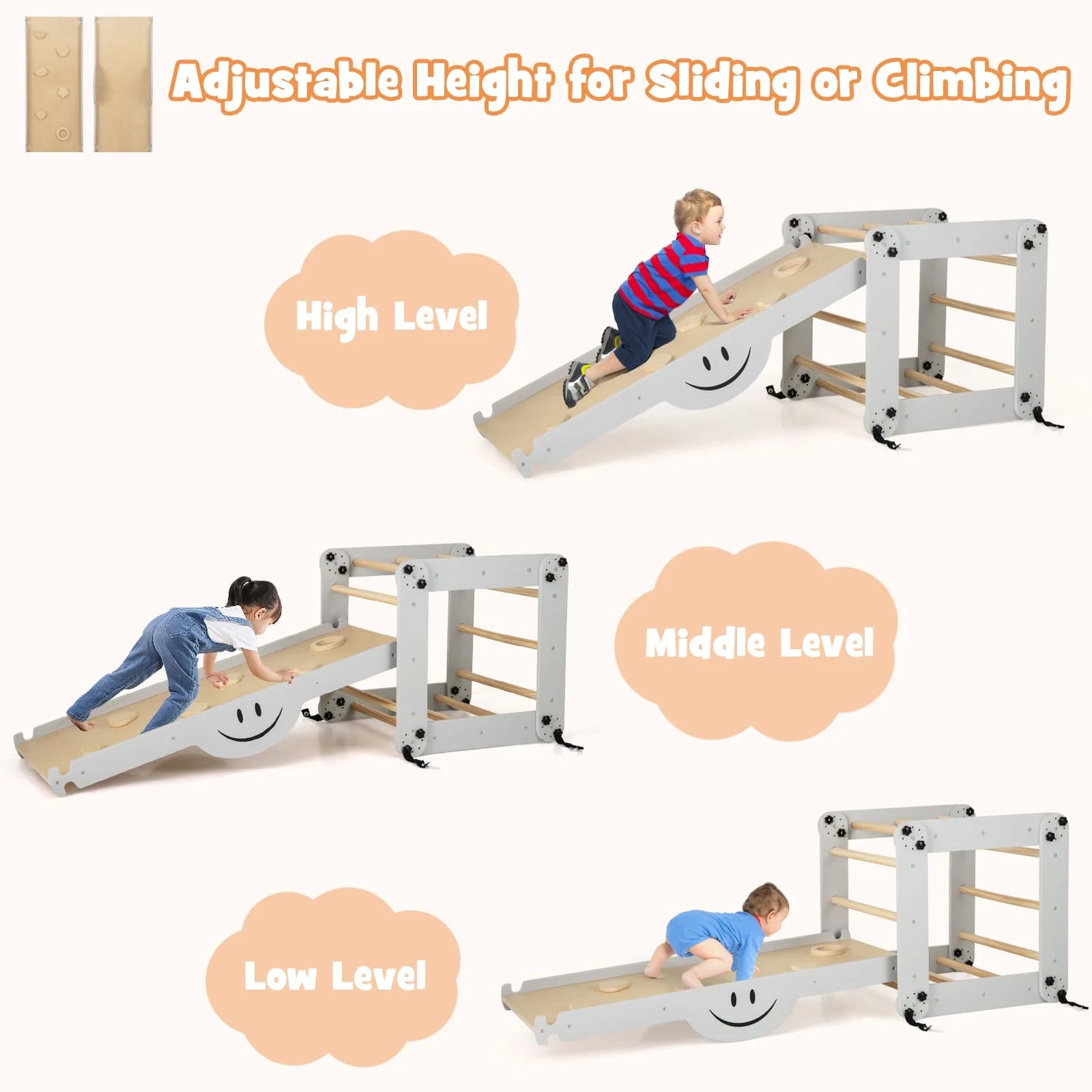 Kiddyroo™ Montessori Climbing Toy Set with Reversible Ramp