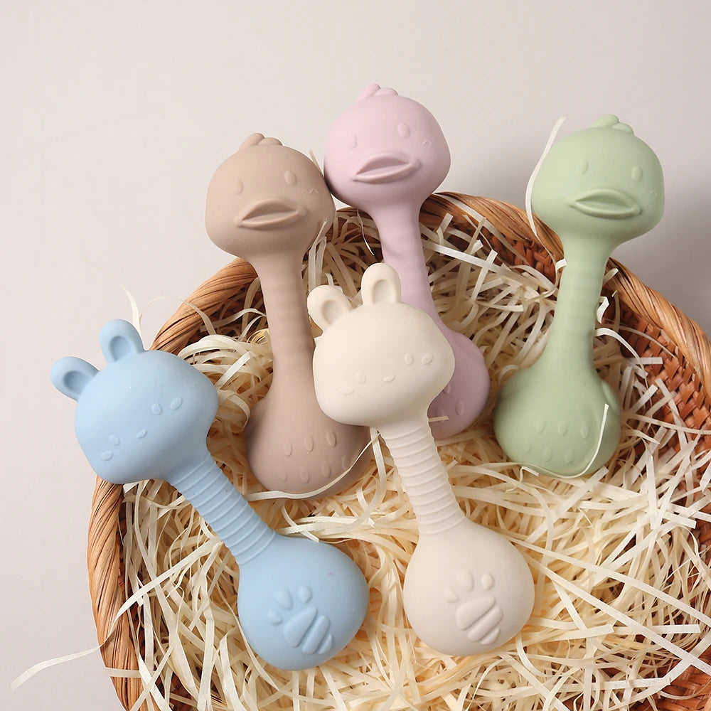 Silicone Baby Rattle Teether Toy