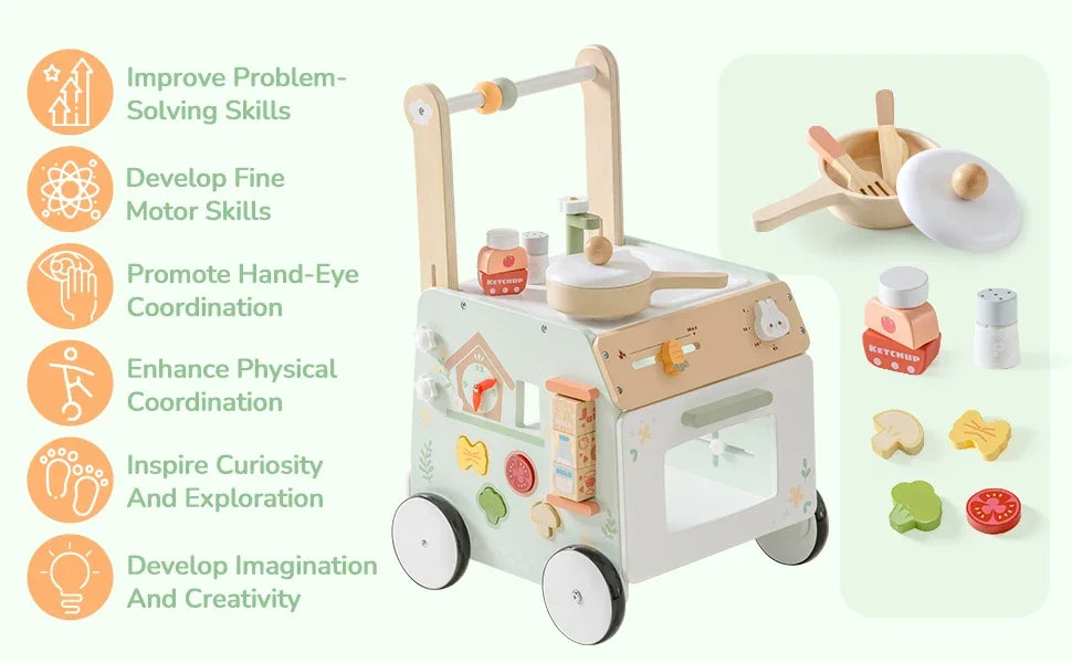 Robud Adjustable Wooden Baby Walker Kitchen