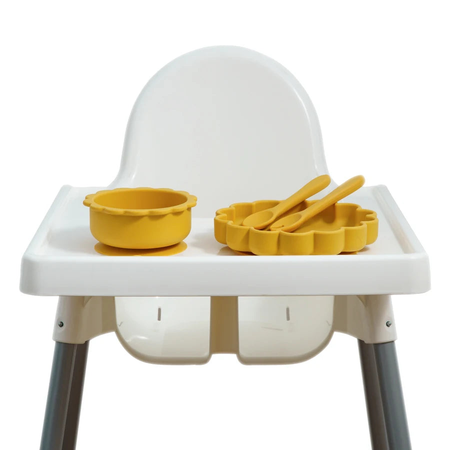 4 pcs Lion Shape Silicone Baby Plate and Bowl Set