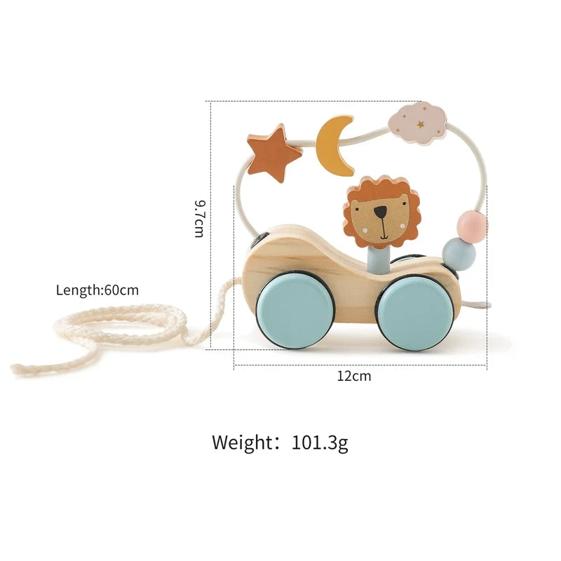 Montessori Wooden Pull Along Trolley Toy
