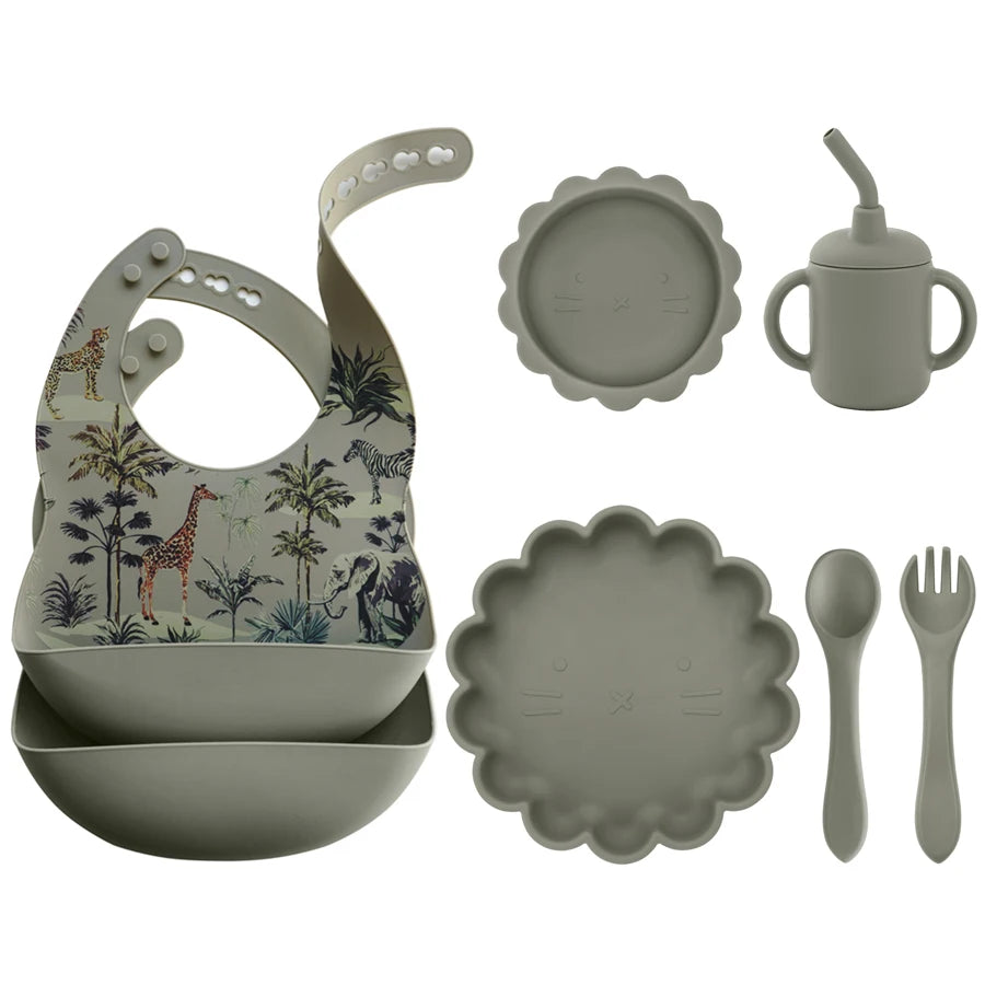 BPA Free Lion Shape Silicone Feeding Set