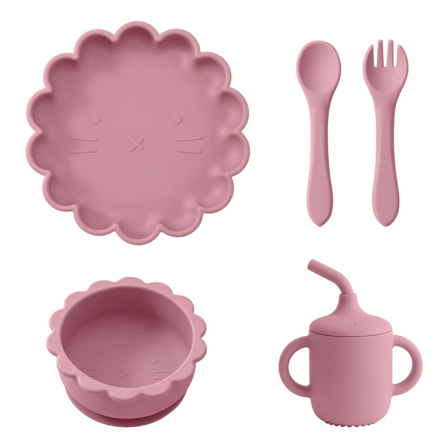 5 Pcs Lion Silicone Baby Feeding Set