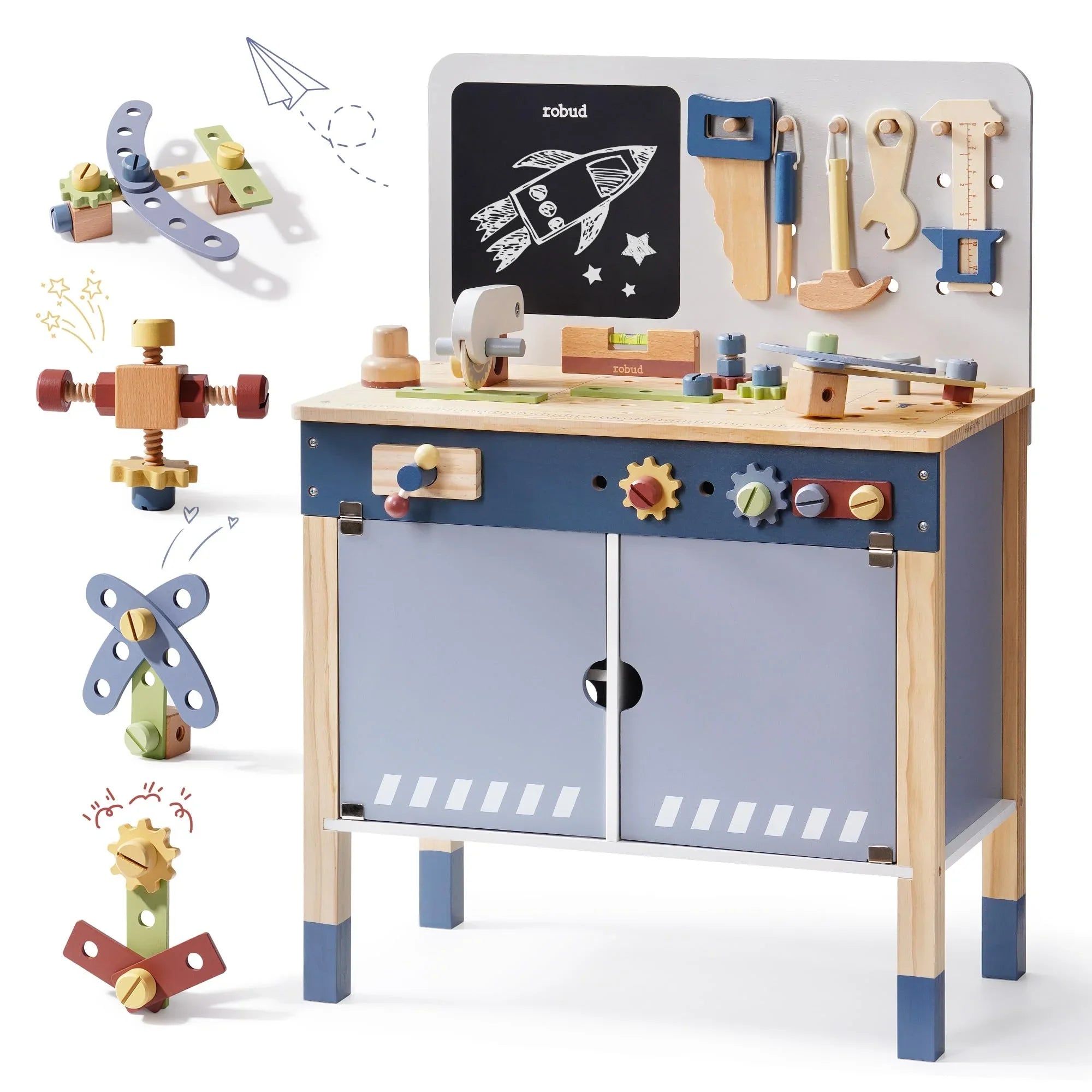 Robotime Robud Wooden Workbench for Kids 3+