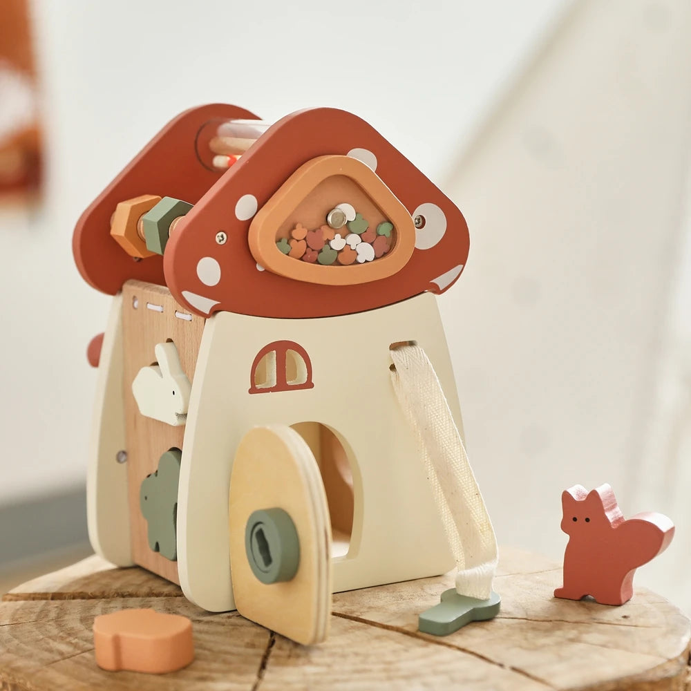 Montessori Wooden Mushroom Baby Busy Box