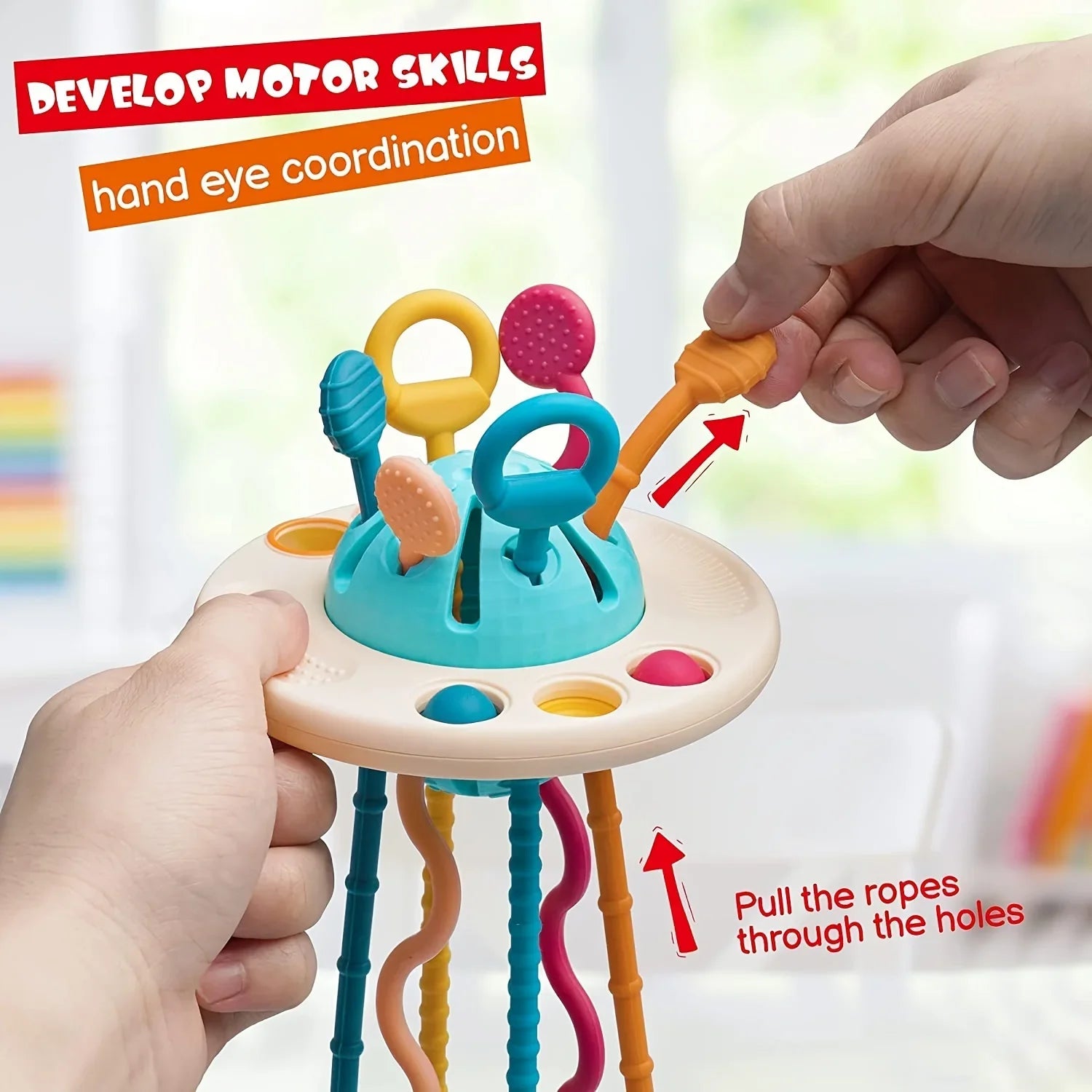 UFO Silicone Push & Pull String Activity Toy