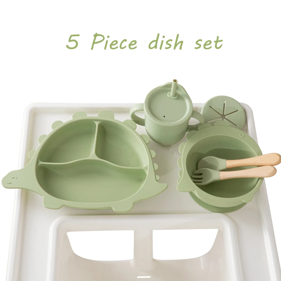 Dinosaur Shaped Silicone Feeding Set