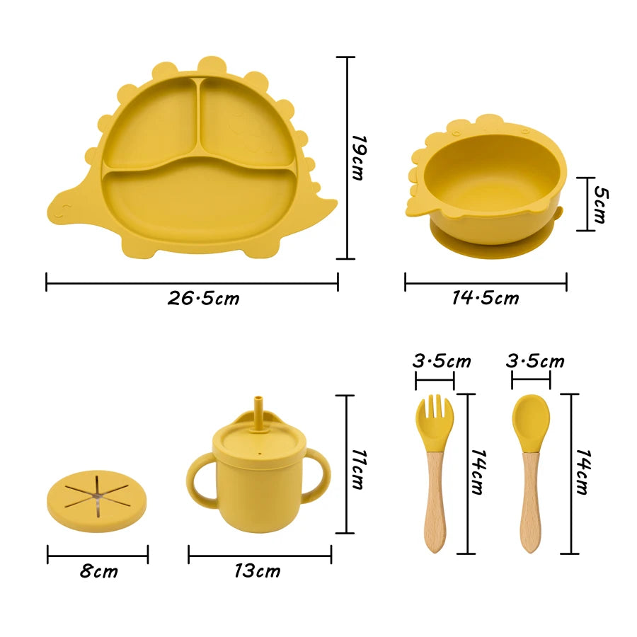 Dinosaur Shaped Silicone Feeding Set