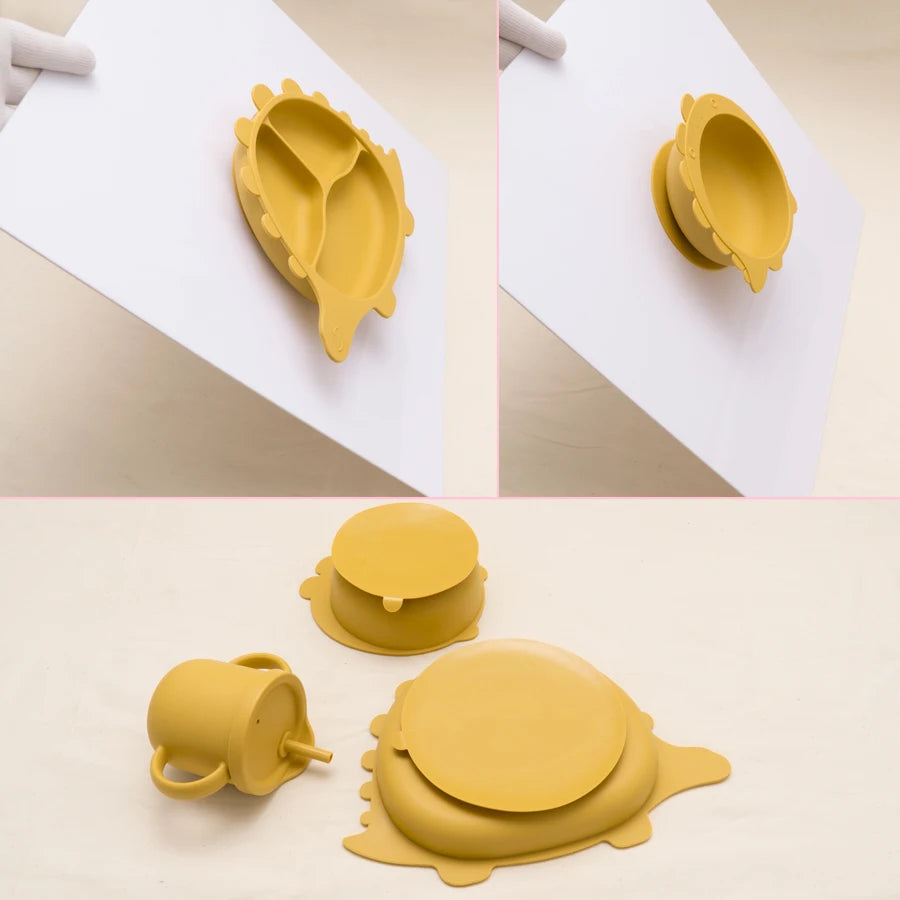 Dinosaur Shaped Silicone Feeding Set