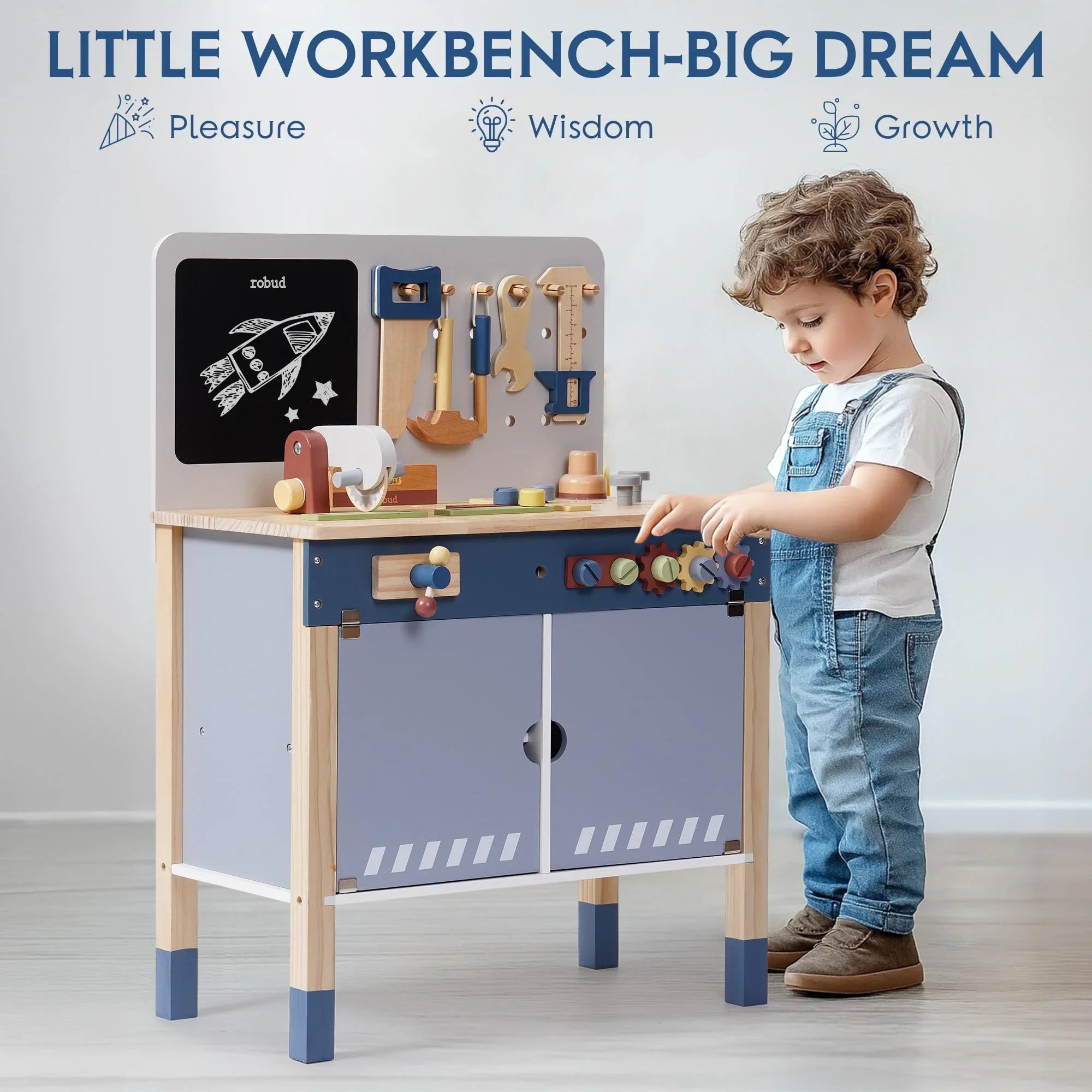 Robotime Robud Wooden Workbench for Kids 3+
