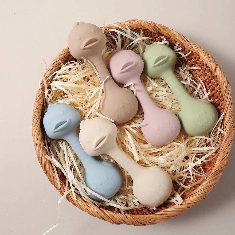 Silicone Baby Rattle Teether Toy