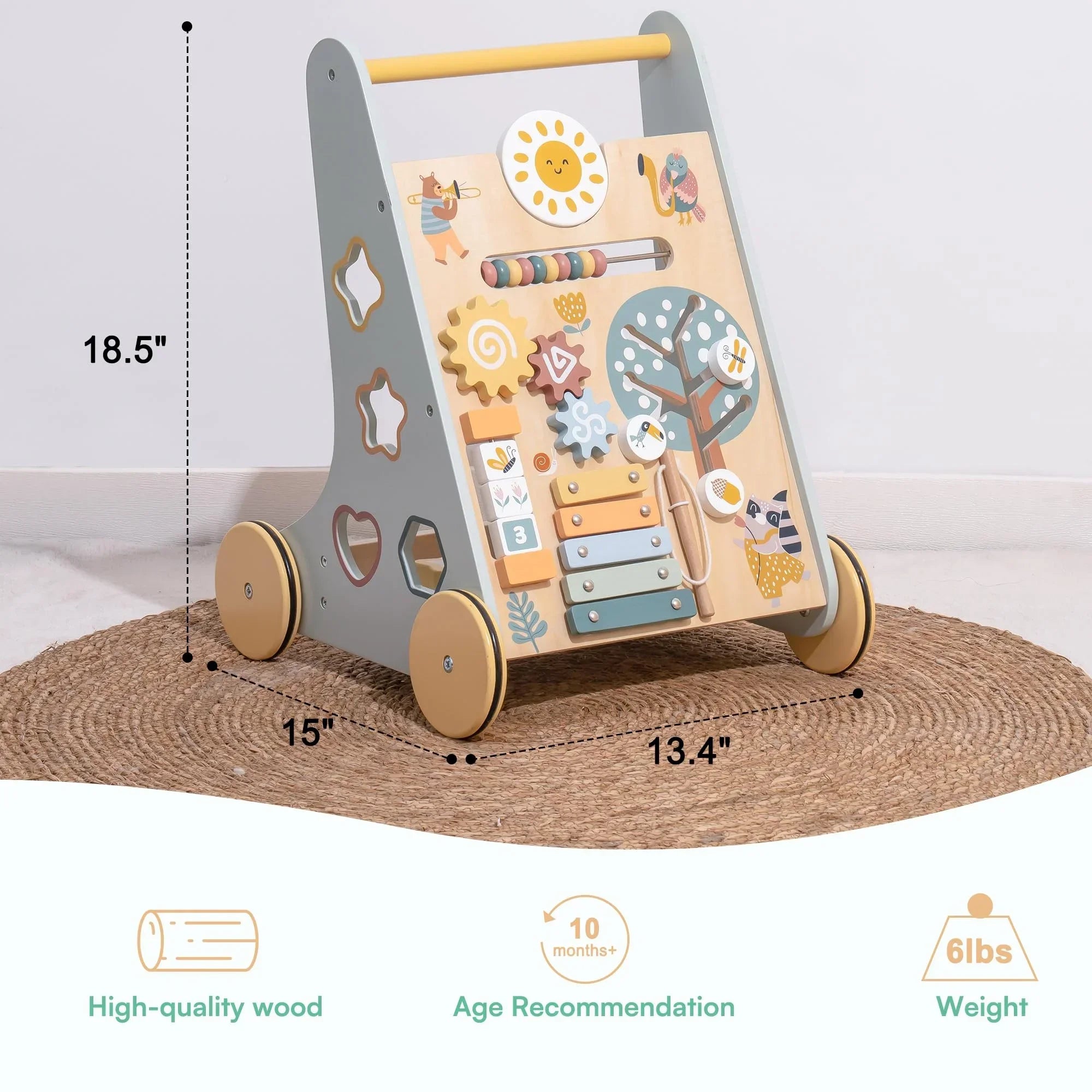 Robotime Robud Wooden Baby Walker