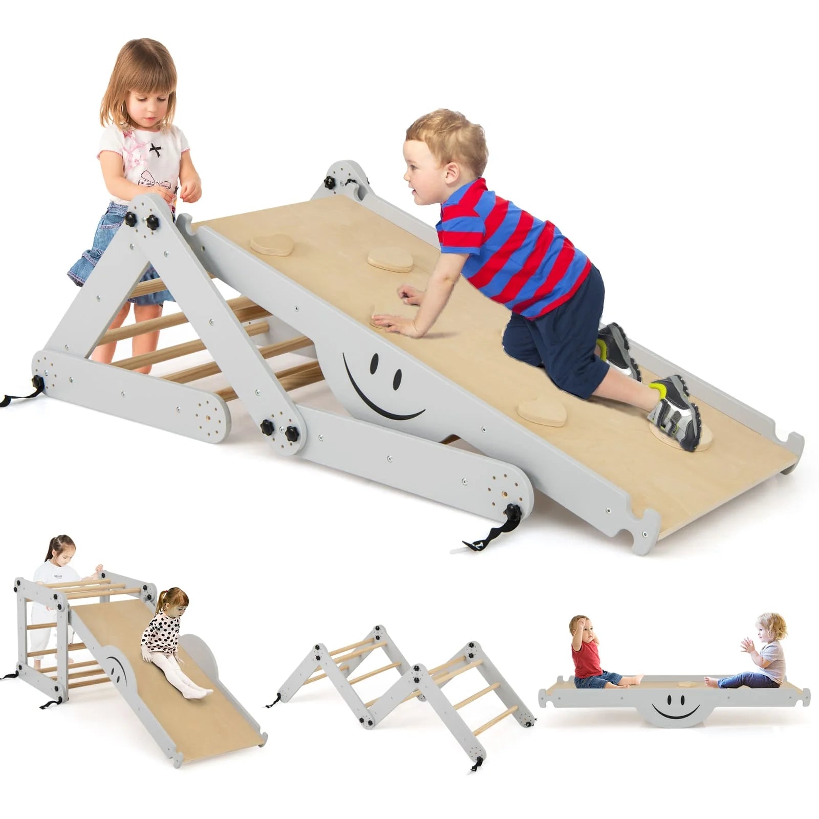 Kiddyroo™ Montessori Climbing Toy Set with Reversible Ramp