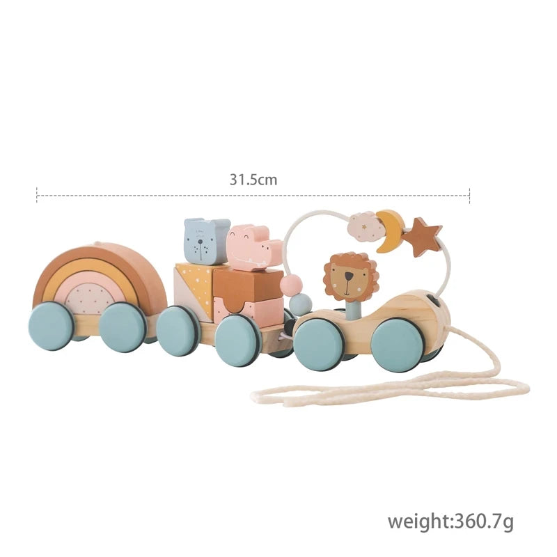 Montessori Wooden Pull Along Trolley Toy