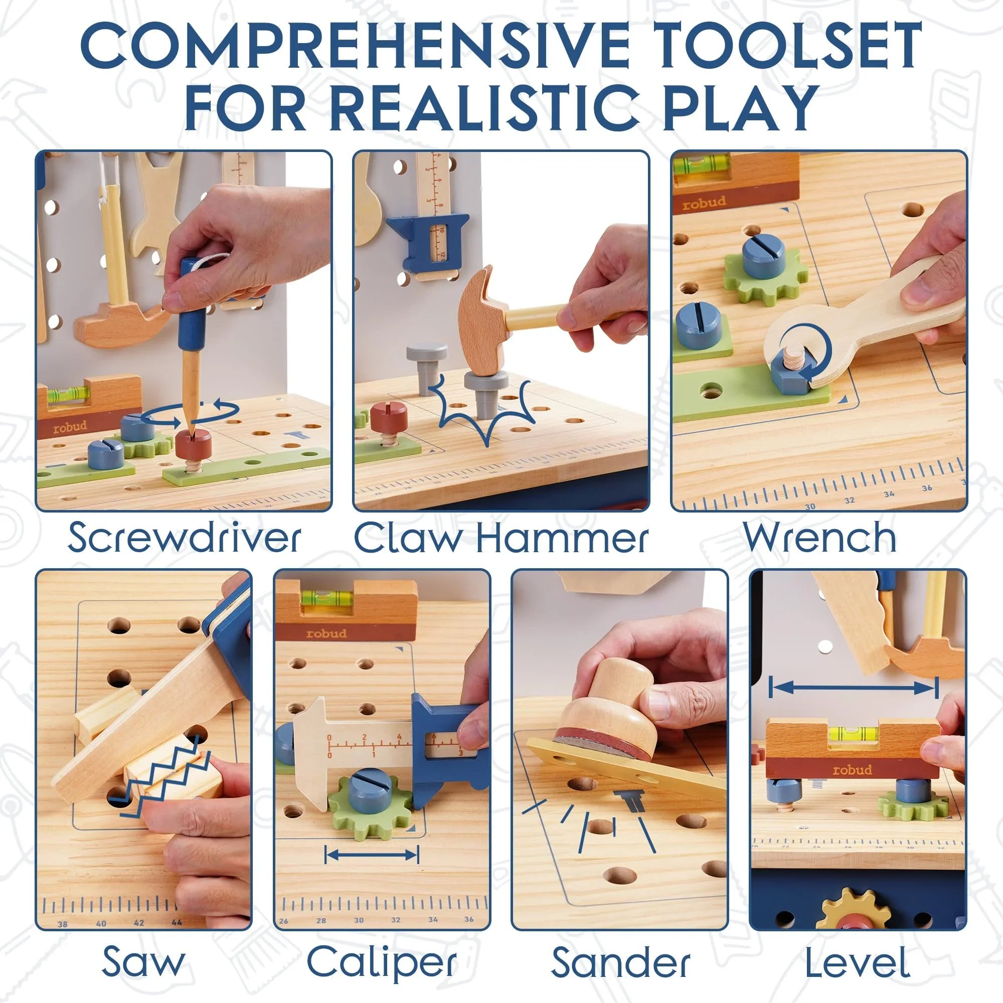 Robotime Robud Wooden Workbench for Kids 3+